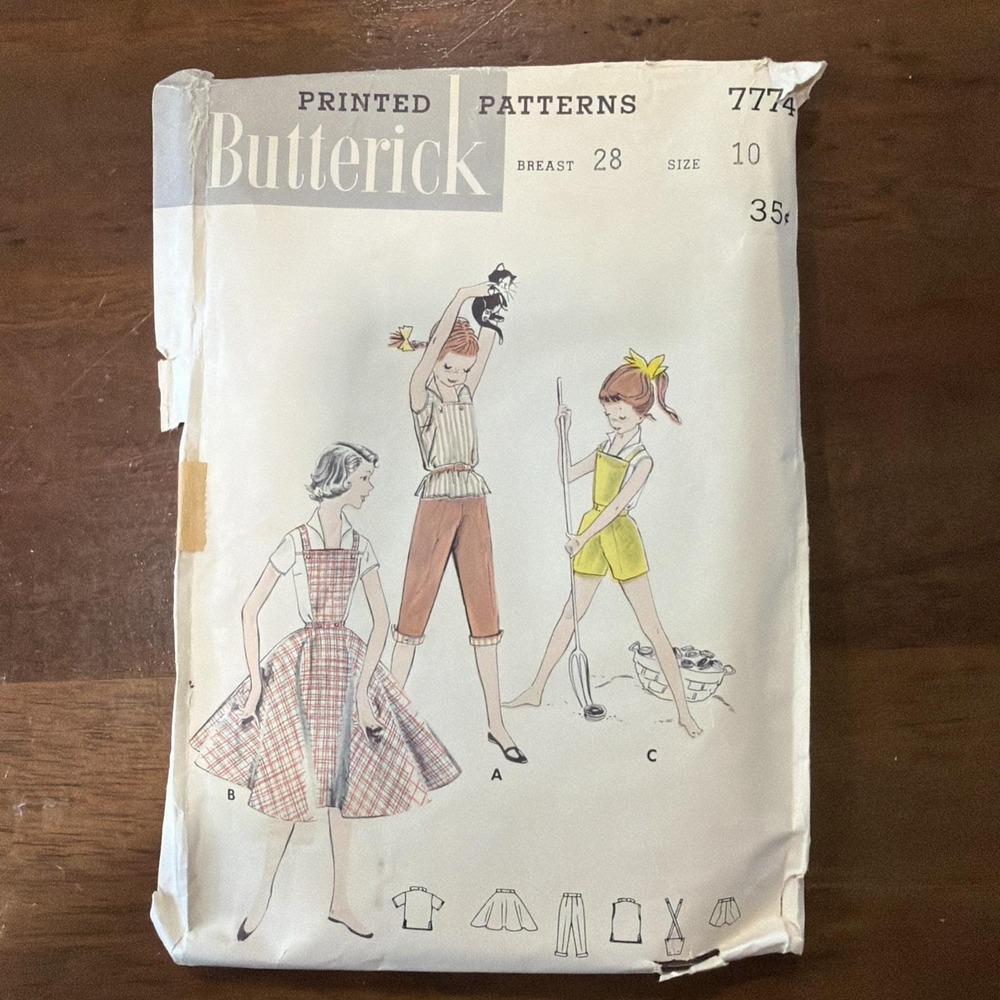 Vintage 1950's Butterick Girls Size 10 Sewing Pattern 7774